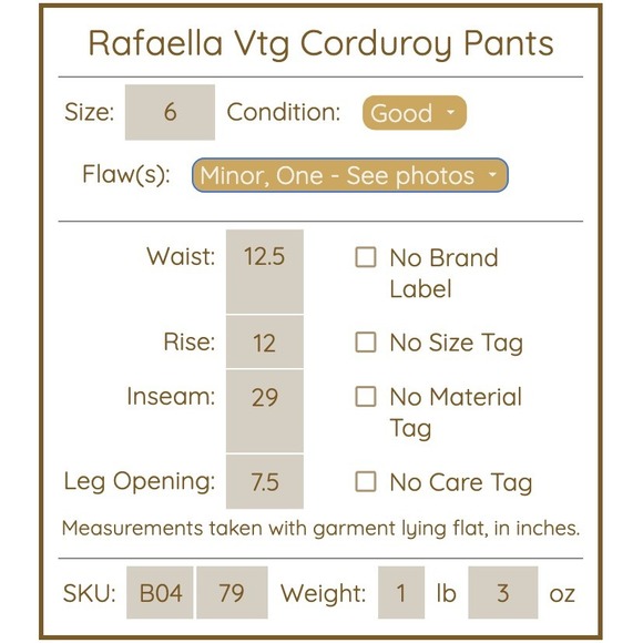 Womens Vintage High Rise Corduroy Pants Size 6 Brown Dark Academia Poetcore Twee - Picture 10 of 10